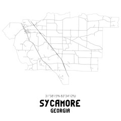  Sycamore Georgia. US street map with black and white lines.