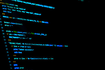 Frontend Code background. Javascript language coding is on the screen.	