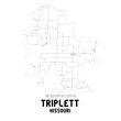 Triplett Missouri. US street map with black and white lines.