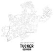 Tucker Georgia. US street map with black and white lines.
