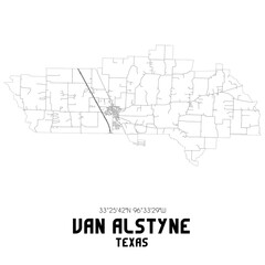  Van Alstyne Texas. US street map with black and white lines.