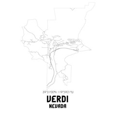  Verdi Nevada. US street map with black and white lines.