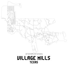  Village Mills Texas. US street map with black and white lines.
