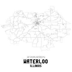  Waterloo Illinois. US street map with black and white lines.