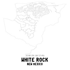  White Rock New Mexico. US street map with black and white lines.