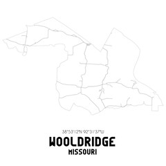  Wooldridge Missouri. US street map with black and white lines.