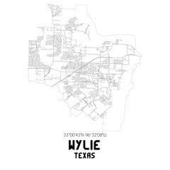  Wylie Texas. US street map with black and white lines.