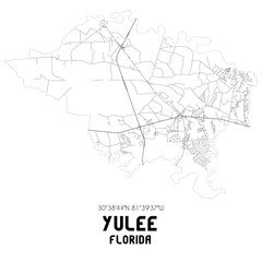  Yulee Florida. US street map with black and white lines.