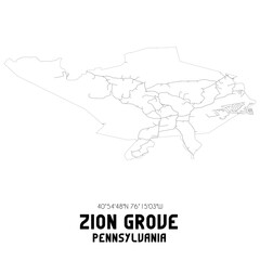  Zion Grove Pennsylvania. US street map with black and white lines.