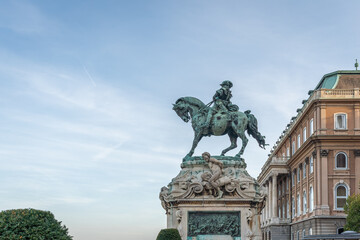 Sticker - Statue of Prince Eugene of Savoy in Danube terrace at Buda Castle - Budapest, Hungary