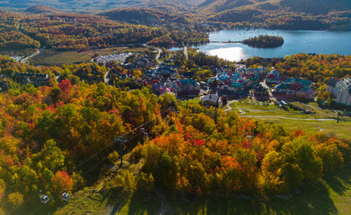 Wall Mural - autumn in mont tremblant national park, aerial view