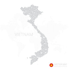  Vietnam grey map isolated on white background with abstract mesh line and point scales. Vector illustration eps 10