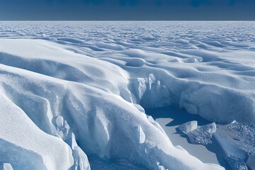 Wall Mural - huge high glaciers in winter natural conditions, the sea in ice, snow and blizzards. arctic winter s