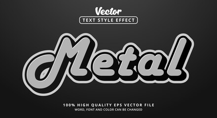 Wall Mural - Editable text effects Metal text in stylish modern color style elegant glossy metallic