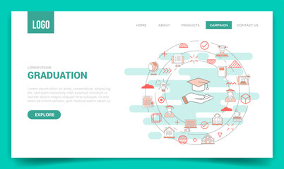 graduation concept with circle icon for website template or landing page homepage