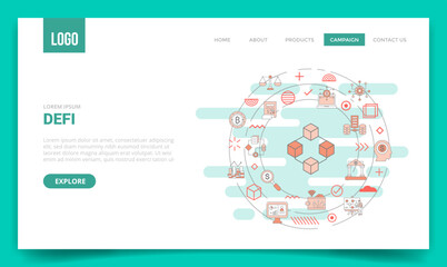 Wall Mural - defi decentralized finance concept with circle icon for website template or landing page homepage