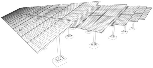 Poster - Solar Panel Field. Vector