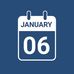 Sticker - January 6 calendar icon , January calendar icon 