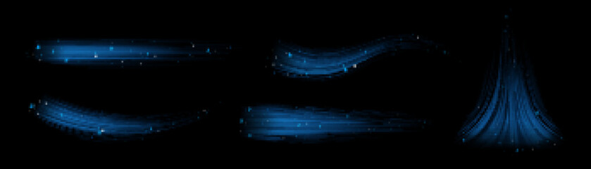 Wall Mural - fresh or frosty air flow set isolated on black background. realistic vector illustration of abstract