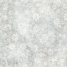 Wall Stencil Seamless Texture,  Flowers Pattern On Grunge Background, Plaster Texture, 3d Illustration