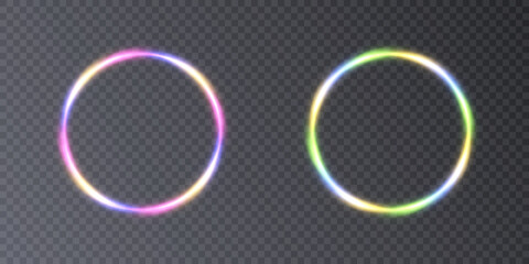 Aufkleber - Luminous ring with bright illumination. Round abstract frame with glitter, advertising and design element. Vector illustration.