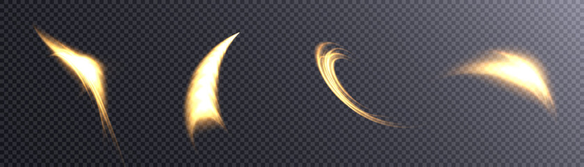 Aufkleber - Abstract wavy light effect. Bright movement of the line of light. Twinkling wave PNG vector.