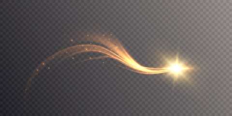Aufkleber - Abstract wavy light effect. Bright movement of the line of light. Twinkling wave PNG vector.