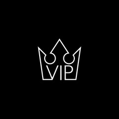 Canvas Print - Vip word with crown icon isolated on dark background