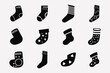 Set of Christmas sock vectors icon