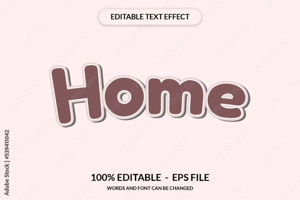 Editable text effect words and font can be changed