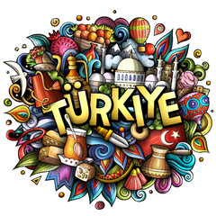 Sticker - Turkey hand drawn cartoon doodles illustration. Funny travel design.