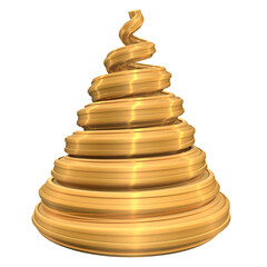 Gold modern Christmas tree in the form of a spiral, isolated on background . Christmas design element. 3D render