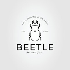Wall Mural - beetle insect or humble bee line art logo vector illustration design..