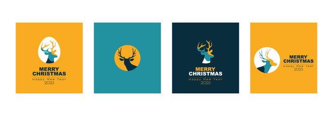 Canvas Print - Merry Christmas and Happy New Year 2023 card set. Modern minimal design.