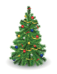Wall Mural - vector realistic decorated christmas tree isolated on white background