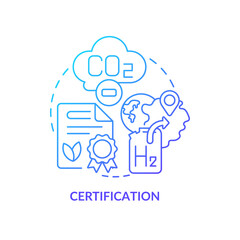 Wall Mural - hydrogen certification blue gradient concept icon. license. validation of fuel cell technology abstr