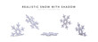 Set of 3d realistic snowflake in different position with shadow isolated on white background. Vector illustration