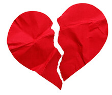 Close-up Of Broken Red Heart For Valentines Day Background
