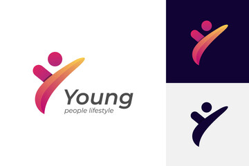 initial letter y people logo design. abstract young people lifestyle with happy logo symbol icon design for healthy life design element