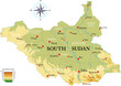 South Sudan highly detailed physical map