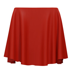 Red fabric covering a cube or rectangular shape, 
 transparent isolated png clipart. Can be used as a stand for product display, draped table. 