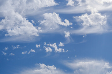 Blue nature sky background and clouds.