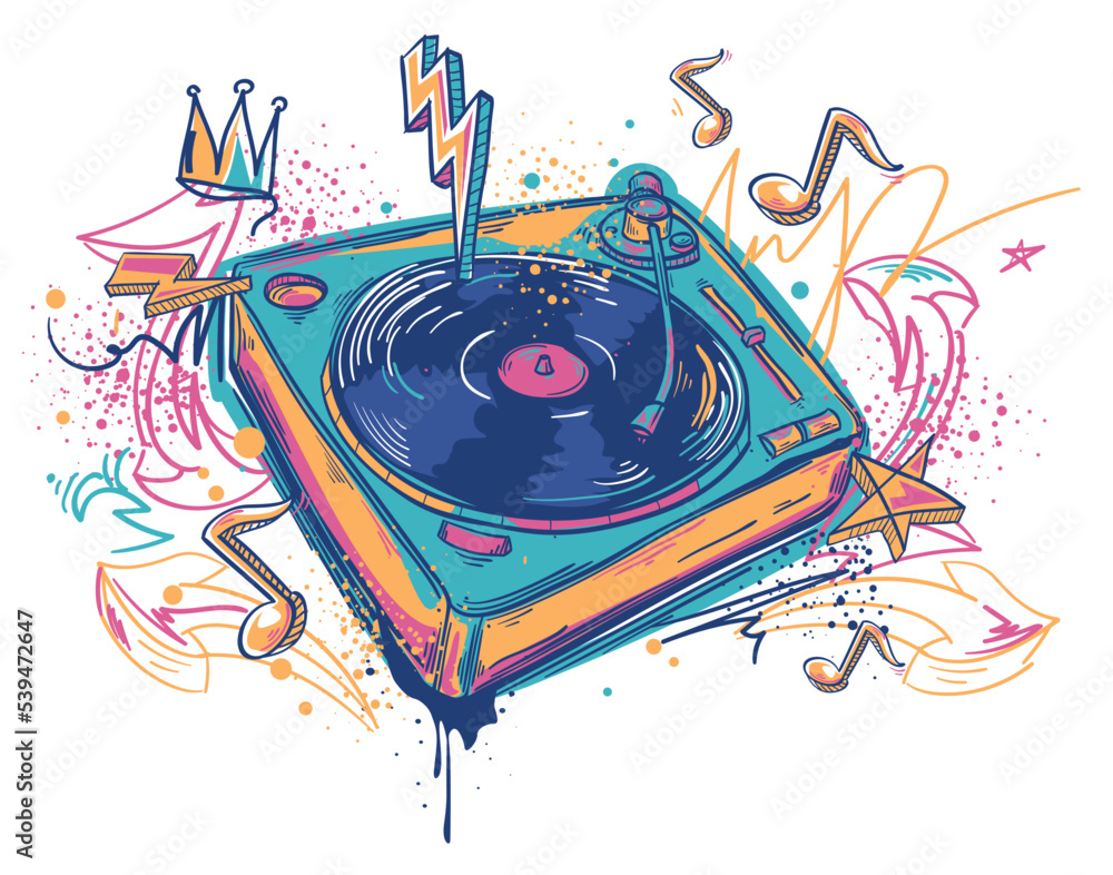 アート・デザイン・音楽 HOW TO DRAW Turntable Graffiti Arrows Stock Illustration - Download