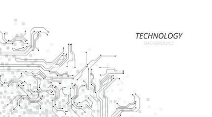 Technology black circuit diagram on white background.High tech circuit board connection system.futuristic digital innovation background. 