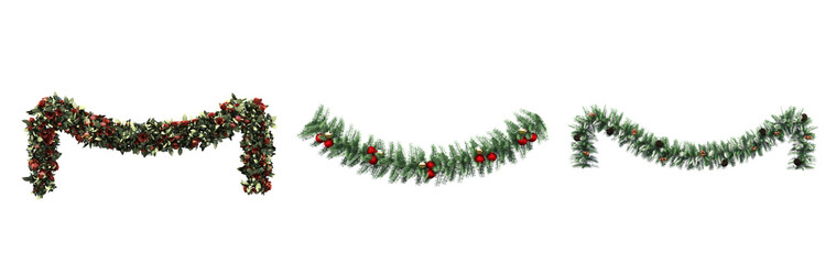 christmas decorations, new year's decor, isolate on a transparent background, 3d illustration, cg re
