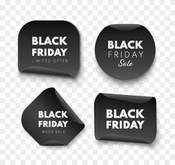 Canvas Print - Black Friday sale labels. Different shape ribbon banners collection. Vector price tags isolated.