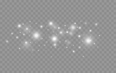 Aufkleber - Glowing light effect with many glitter particles isolated on transparent background. Vector starry cloud with dust. Magic Christmas decoration