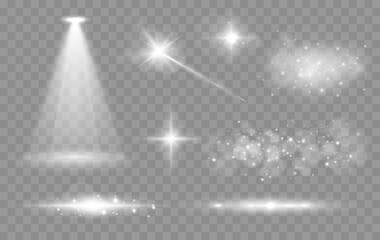 Aufkleber - Shine glowing stars. Vector lights and sparks isolated on transparent background