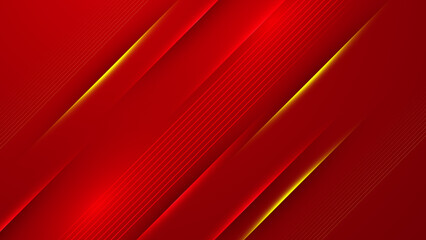 Wall Mural - Modern red abstract futuristic technology background. Abstract lines pattern technology on red gradients background. Vector abstract graphic design banner pattern presentation background web template.
