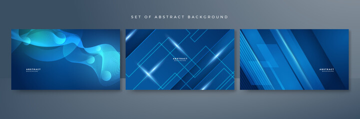 Set of Futuristic concept business technology blue abstract design background